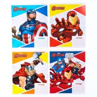 Тетрадь в линейку 18 листов, обложка мелованная бумага, в наборе 10 штук «Мстители»