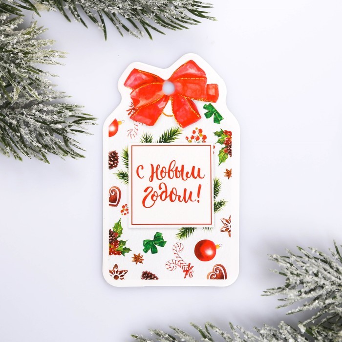 Шильдик на подарок Новый год «Новогоднее пожелание», 5,2 ×9.0 см