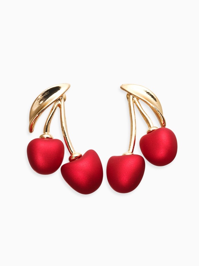 Серьги «Вишня», красные в золоте