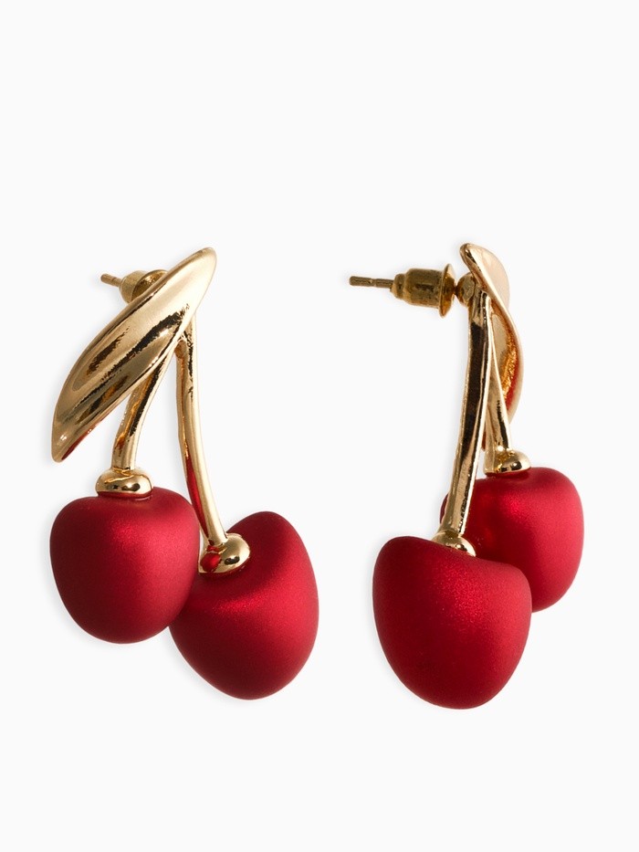 Серьги «Вишня», красные в золоте