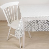 Клеёнка ПВХ Доляна «Ромашки», ширина 137 см, толщина 0,08 мм, рулон 30 метров, цвет белый