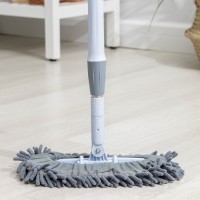 Швабра для мытья пола плоская гибкая Доляна, насадка из микрофибры букли 29×13 см, телескопическая стальная ручка 75(116) см, серая