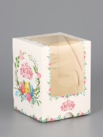 Коробка подарочная пасхальная с окном «Пасхальный венок» 9.5×9.5×12.5 см