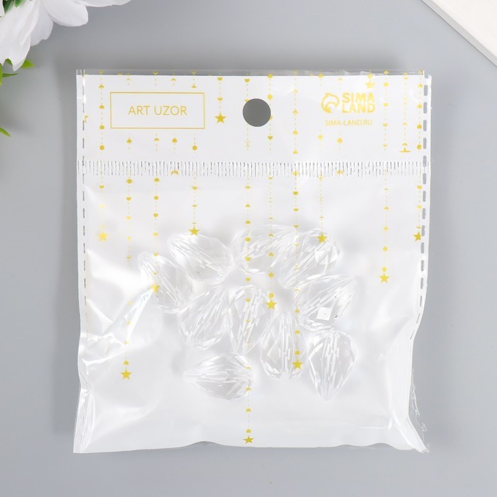 Бусины для творчества пластик «Кристалл-капля», набор 20 г 2×1.3×1.3 см