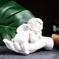 Фигурка гипс «Ангелочек на ладони спит» состаренный, 16×10×8 см