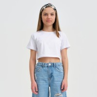 Футболка детская укороченная KAFTAN "Basic line", р. 34 (122-128 см), белый