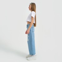 Футболка детская укороченная KAFTAN "Basic line", р. 34 (122-128 см), белый