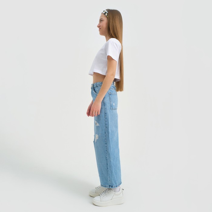 Футболка детская укороченная KAFTAN "Basic line", р. 34 (122-128 см), белый