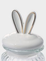 Банка для сыпучих Доляна «Зайка в золотом», 230 мл, с керамической крышкой, стекло, прозрачная