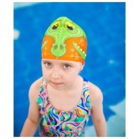 Шапочка для плавания детская «Крокодильчик», тканевая, обхват 46-52 см