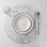 Набор салфеток сервировочных на стол Доляна «Веер», d=38 см, 4 шт, цвет серебряный