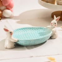 Блюдо сервировочное Доляна «Зайка», 30×16,5×10 см, цвет розовый