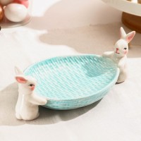 Блюдо сервировочное Доляна «Зайка», 30×16,5×10 см, цвет розовый