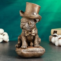 Копилка "Бульдог в шляпе" 14х13х25см, бронза