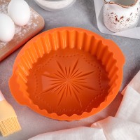 Форма для выпечки Доляна «Рифлёный круг. Звезда», d=20 см, с ручками, цвет МИКС