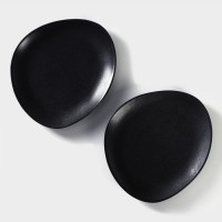 Тарелки Magistro Carbon, 21×18.5 см, фарфор, чёрные