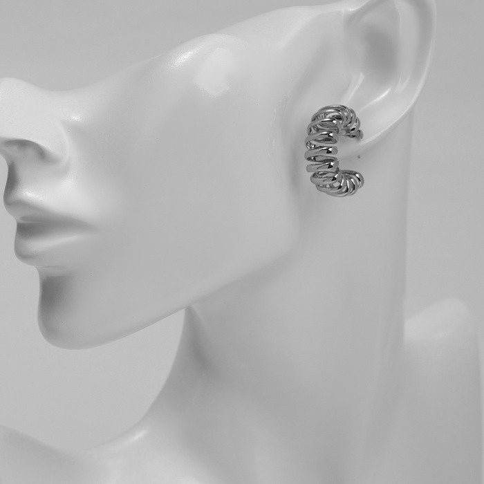 Серьги металл «Круг» пружинка, цвет серебро