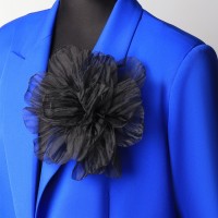 Брошь текстильная «Цветок» объемный, невесомый, цвет чёрный