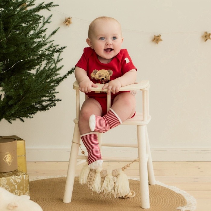 Боди детское «Крошка Я. Новогодние медвежата», рост 68-74 см, красное