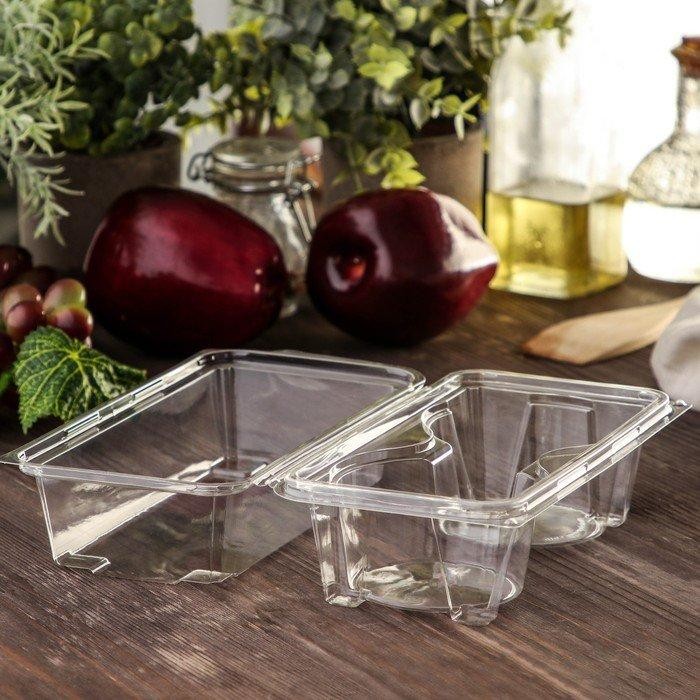 Контейнер одноразовый с неразъёмной крышкой ПР-ПК62С2 на 2 кекса, 18,8×13,8 см, 200 шт/уп