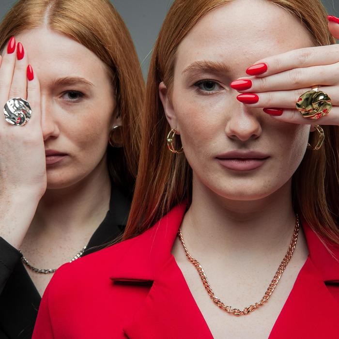 Серьги кольца QF «Цепи», d=2.3 см, цвет золото