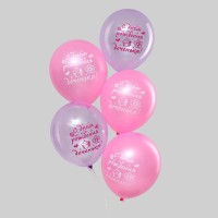 Воздушные шары латексные 12" «С днем рождения, доченька», 25 шт., кристалл