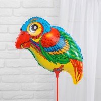 Воздушный шар фольгированный 10" «Попугай» с палочкой