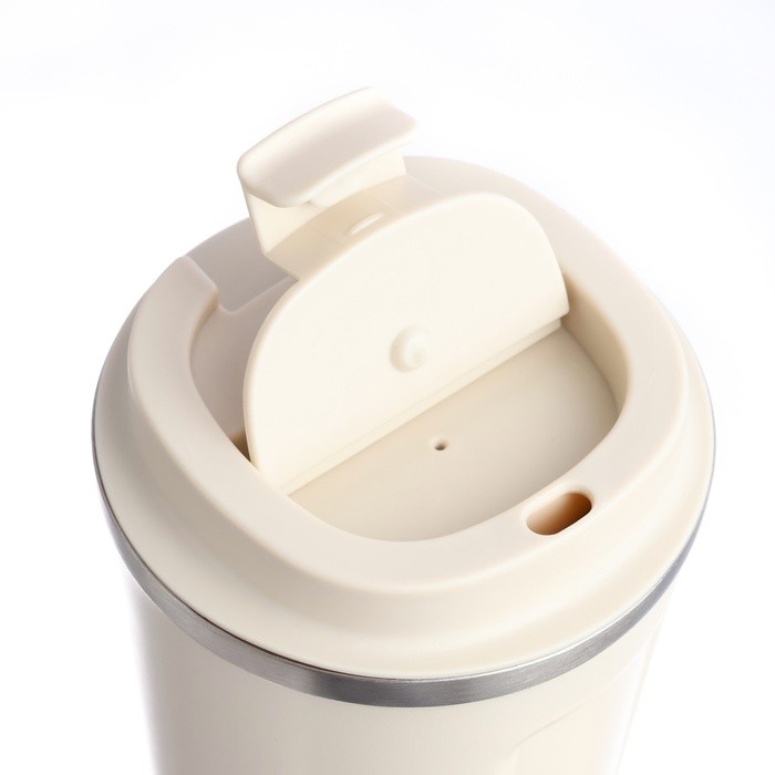 Термокружка «Мастер К», 500 мл, с надписью «Coffee», сохраняет тепло 10 ч., нержавеющая сталь, белая Термокружка «Мастер К», 500 мл, с надписью «Coffee», сохраняет тепло 10 ч., нержавеющая сталь, белая