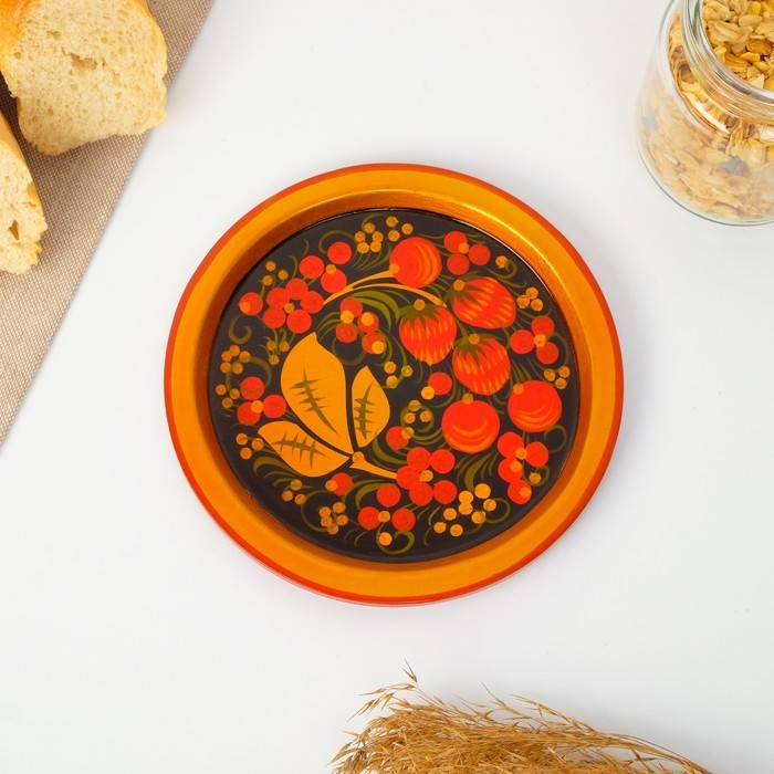 Тарелка «Земляничка», 15×0,5 см, хохлома