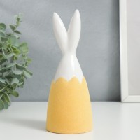 Сувенир керамика "Зайчик в скорлупе" жёлтый флок 15,7х6,1х6,1 см