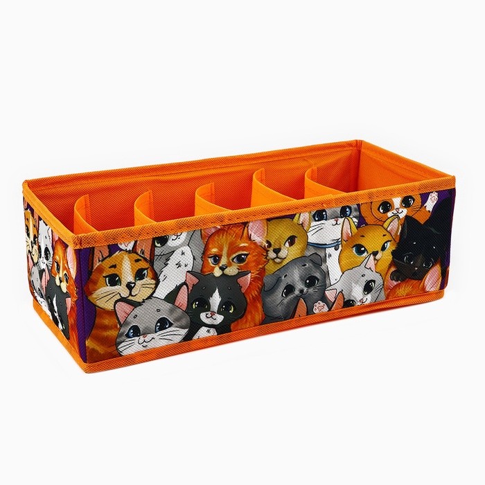 Органайзер для хранения, кофр для белья 6 ячеек «Котята», 32×15×10 см
