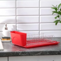 Сушилка для посуды с поддоном Доляна, 38.5×21.5×12.5 см, МИКС