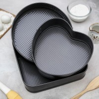 Набор форм для выпечки разъёмных Доляна «Элин», 3 предмета: d=25/21/26 см, антипригарное покрытие, цвет чёрный