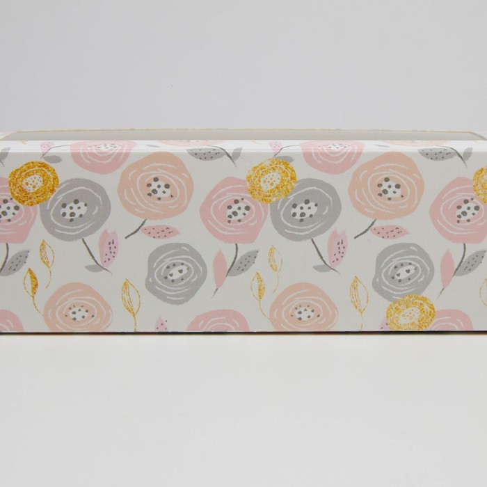 Коробка для макарун «Цветочки», 5.5 × 18 × 5.5 см