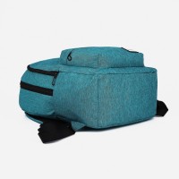 Рюкзак школьный из текстиля 2 отдела на молнии, 5 карманов, цвет бирюзовый