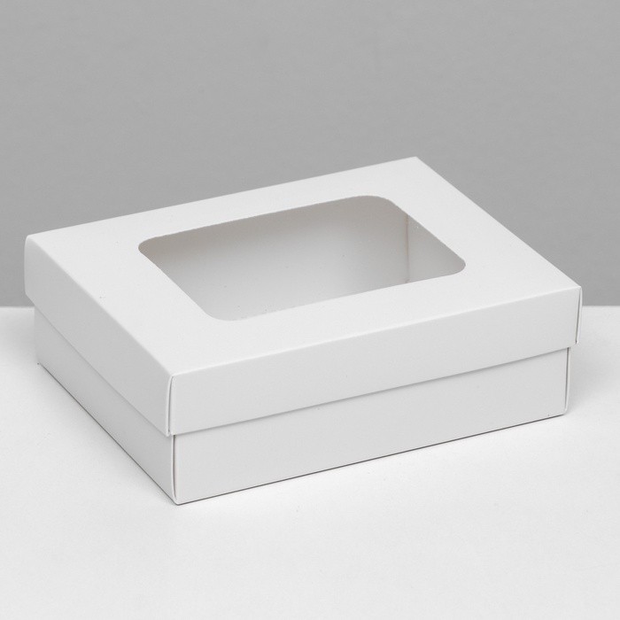 Коробка подарочная складная, упаковка, крышка - дно, с окном, белая, 16.5×12.5×5.2 см