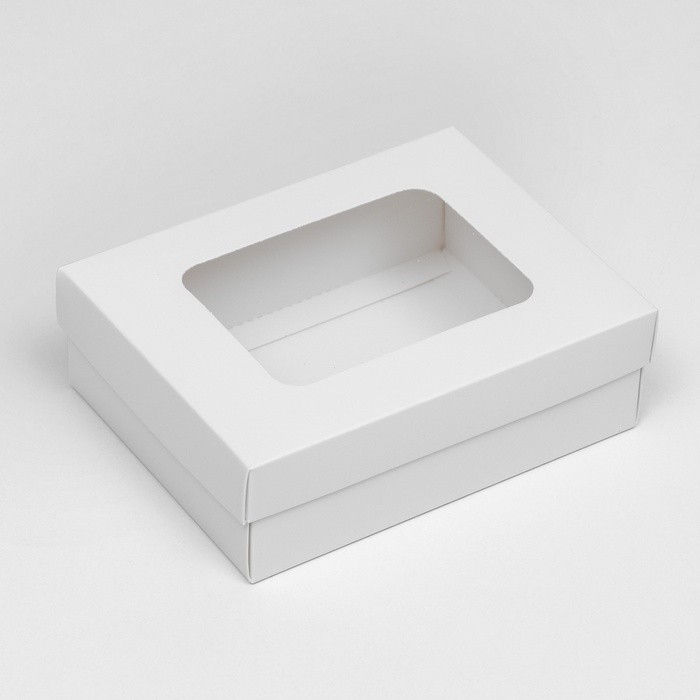 Коробка подарочная складная, упаковка, крышка - дно, с окном, белая, 16.5×12.5×5.2 см