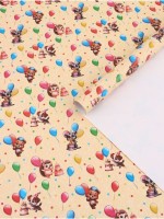 Бумага упаковочная глянцевая двусторонняя «Зверята с шарами», 100×70 см