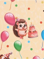 Бумага упаковочная глянцевая двусторонняя «Зверята с шарами», 100×70 см