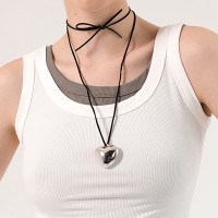 Чокер «Сердце» крупное, металлик, цвет чёрный в серебре, 60 см