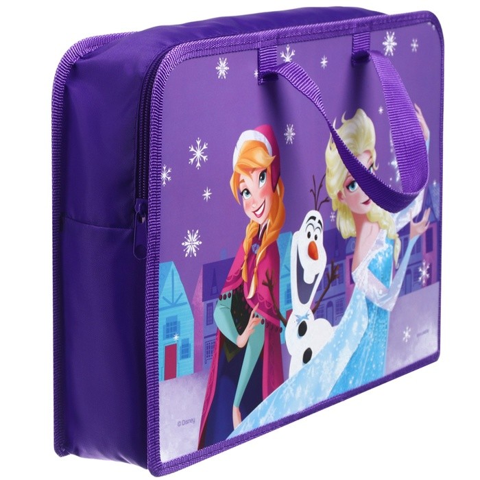 Папка пластиковая с ручками А4, на молнии, 8×33×24 cм, «Холодное сердце»