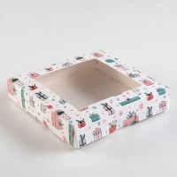 Коробка самосборная бесклеевая, "Новый год", 16 х 16 х 3 см