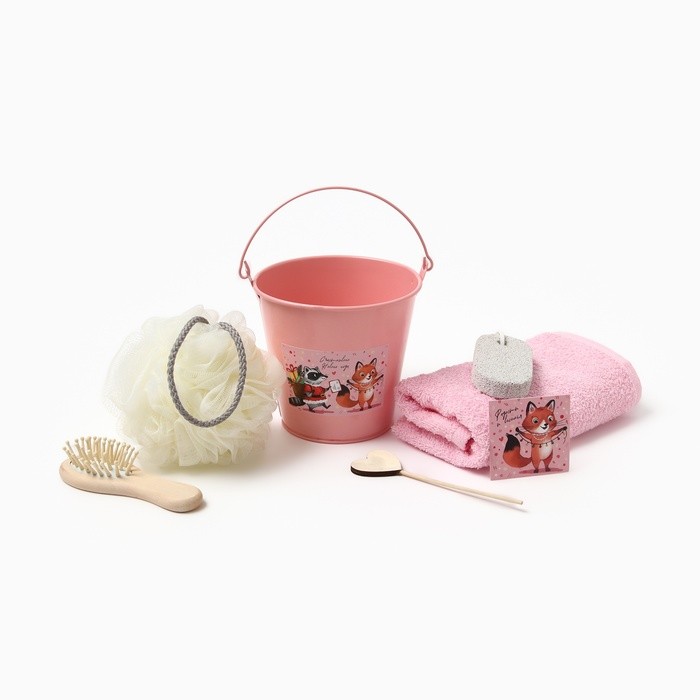 Набор подарочный «Этель. Радости и веселья», 6 предмета, полотенце 30×60 см, мочалка, расчёска