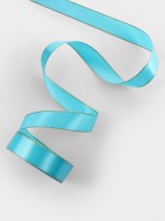 Лента атласная, с золотым люрексом, 25 мм, 23±1 м, голубая №020