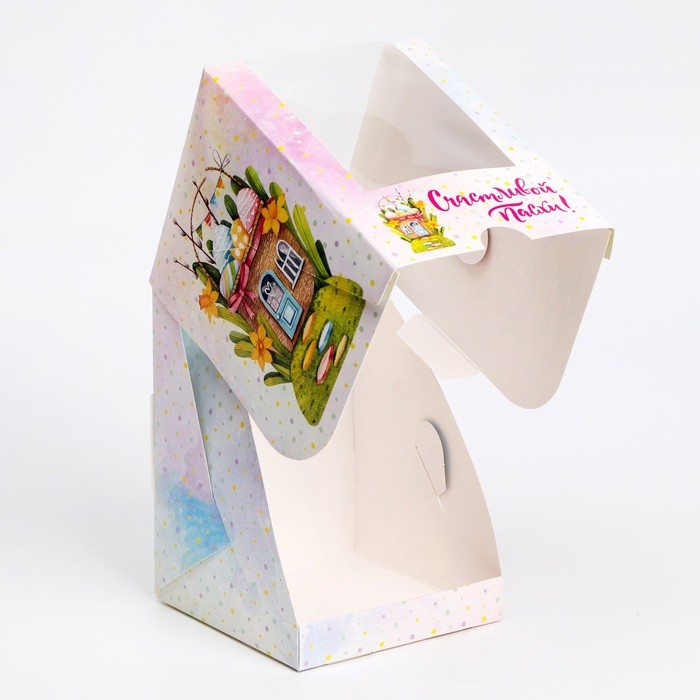 Коробка подарочная пасхальная с окном «Пасхальный домик», 12.5×9.5×9.5 см