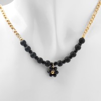 Колье «Цветок» амелия, цвет чёрный в золоте, 45см