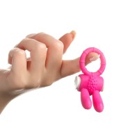 Эрекционное кольцо «Зайчик», с вибрацией, розовый