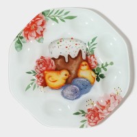 Подставка для яиц Доляна «Кулич», 8 ячеек, 22×22 см, стекло, белая
