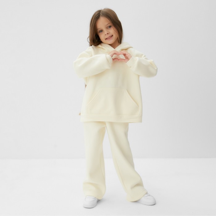 Костюм детский с начёсом (толстовка, брюки) KAFTAN р.30 (98-104), молочный