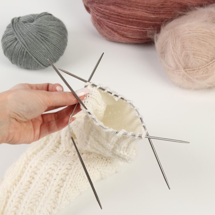 Спицы для вязания, чулочные, гибкие, d = 5 мм, 21 см, 3 шт Спицы для вязания, чулочные, гибкие, d = 5 мм, 21 см, 3 шт